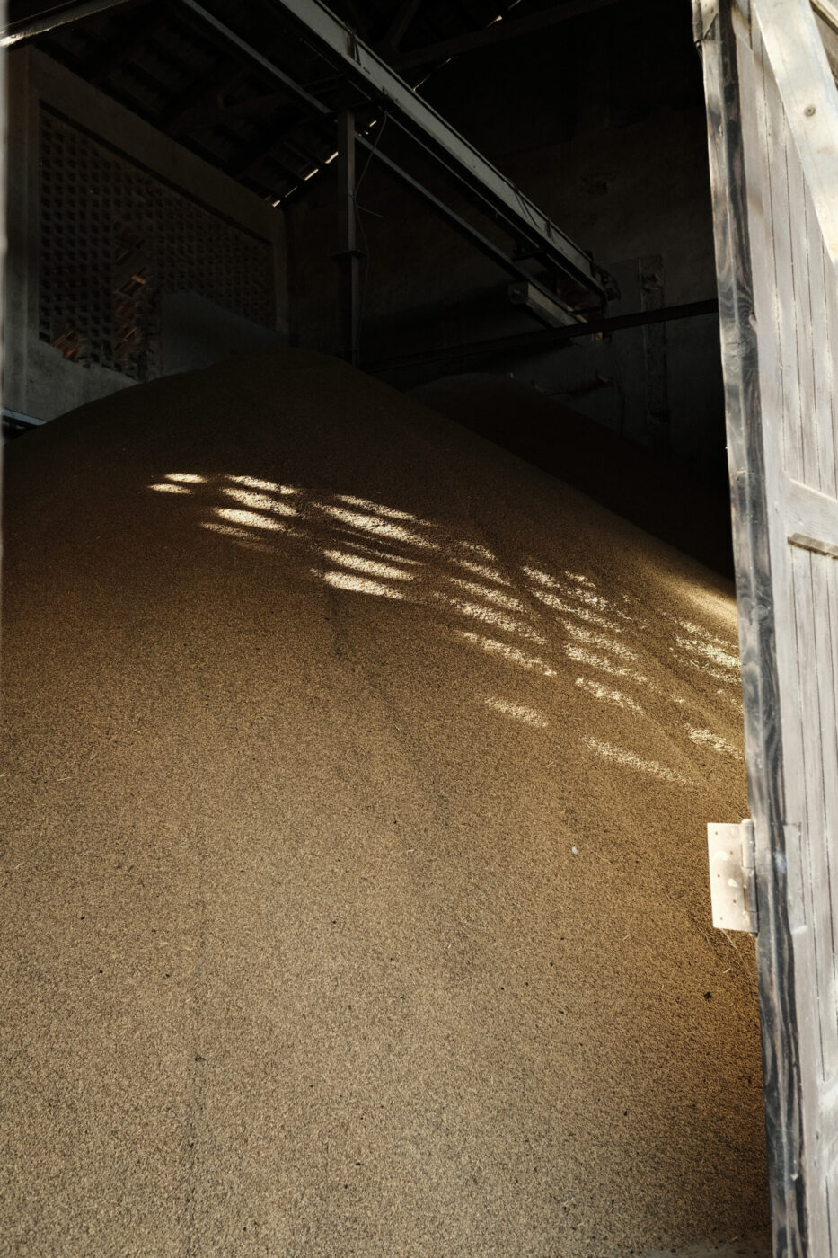 a giant ware house filled with rice