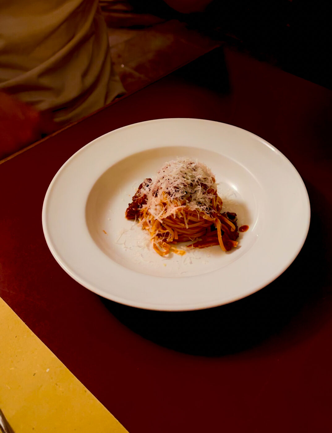 a plate of tajarin con ragu at one of Turin's Piole
