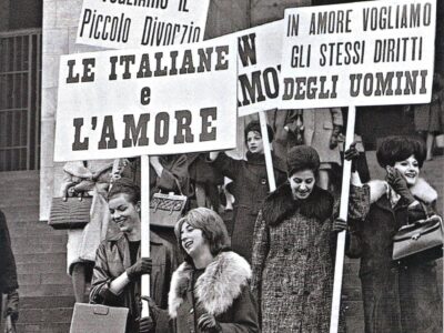 Fabulously dressed women protesting in support of a divorce law (1962)