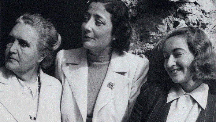 a black and white image From Left: Sibilla Aleramo, Maria Luisa Astaldi, and Alba de Céspedes