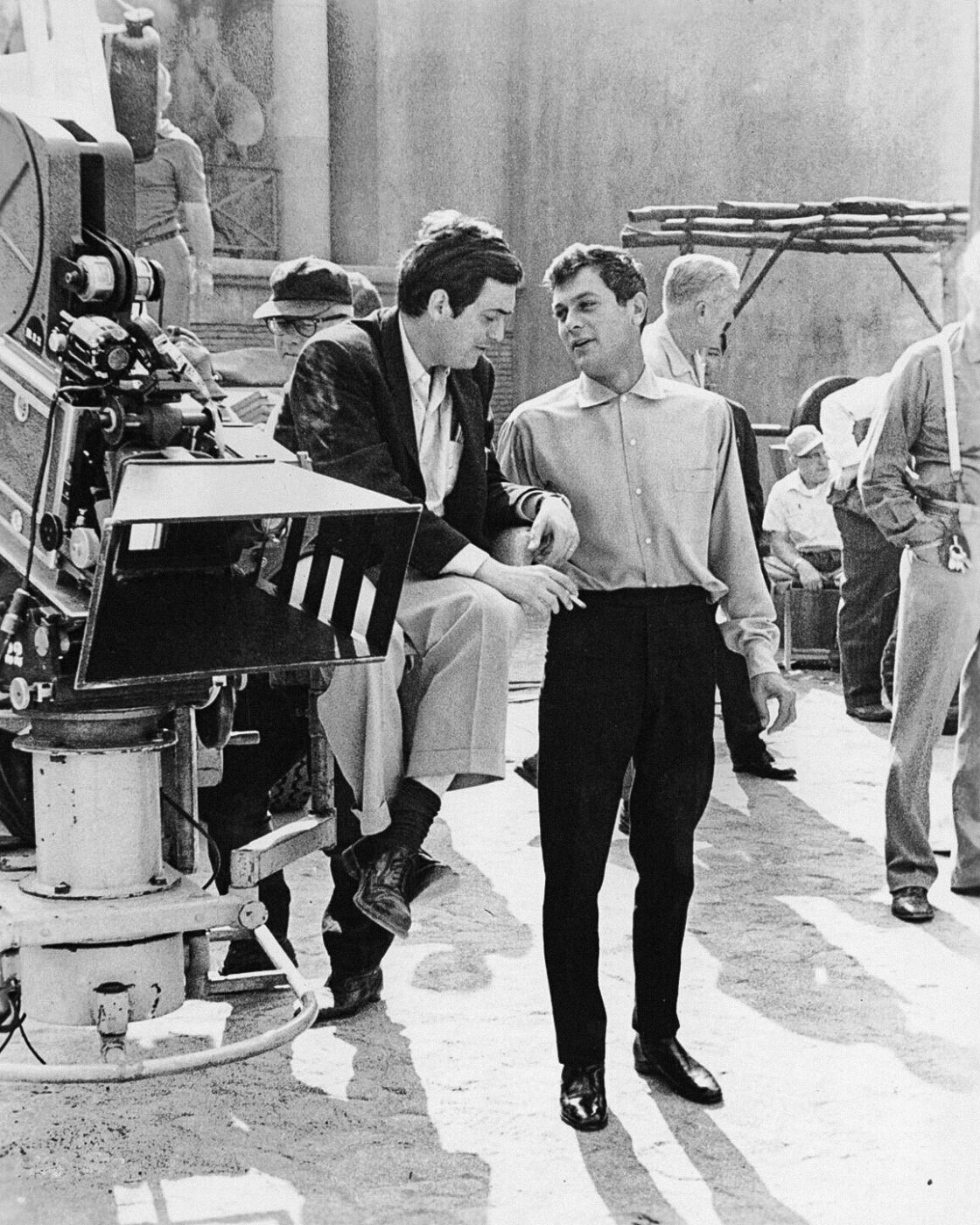 Kubrick and Curtis on the set of Spartacus